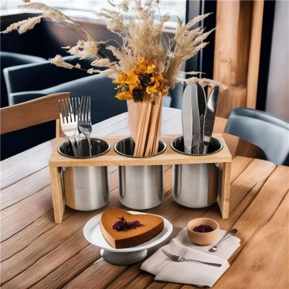 Stainless Steel Silverware Holder Utensil Organizer Flatware Caddy with Tray